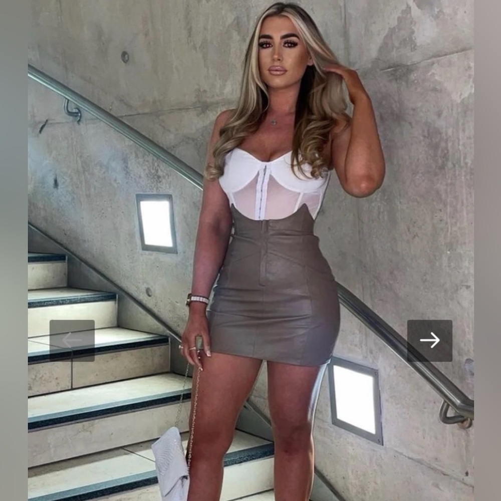 Mocha Pleather Waist Detail Mini Skirt
